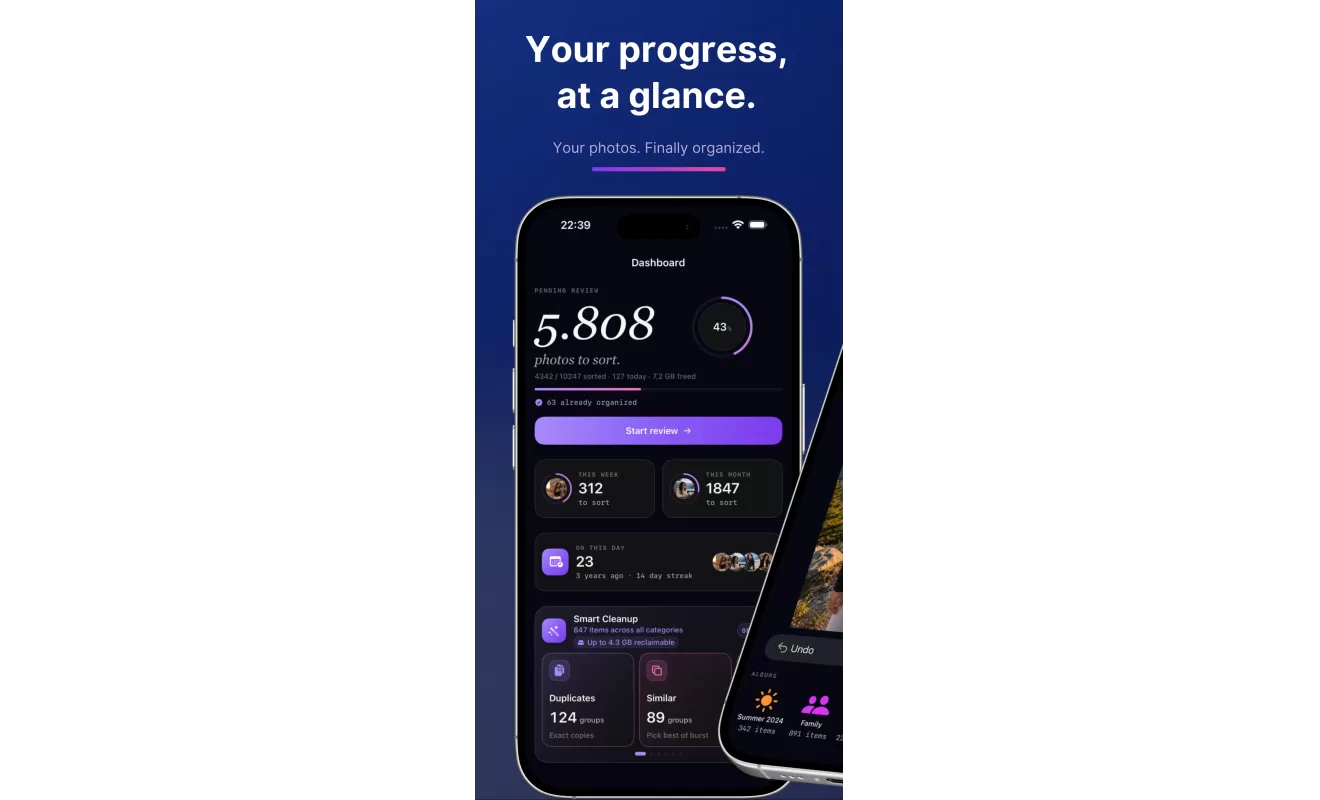 Fovelox dashboard showing pending review progress and cleanup categories